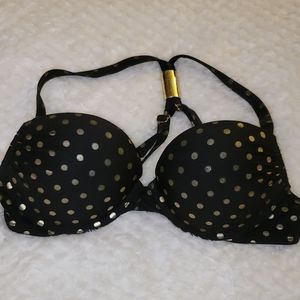 Push-up bikini top crisscrossed polka dot